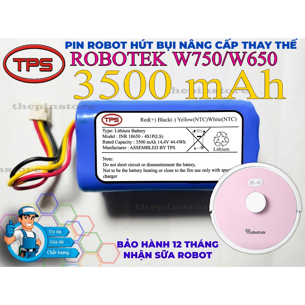 PIN ROBOT HÚT BỤI NÂNG CẤP W750/W650 BẢO HÀNH 9 THÁNG
