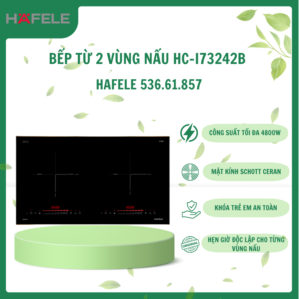 Bếp Từ Đôi Hafele HC-I73242B 536.61.857 – Mặt Kính Schott Ceran, Công Nghệ Inverter Tiết Kiệm Điện