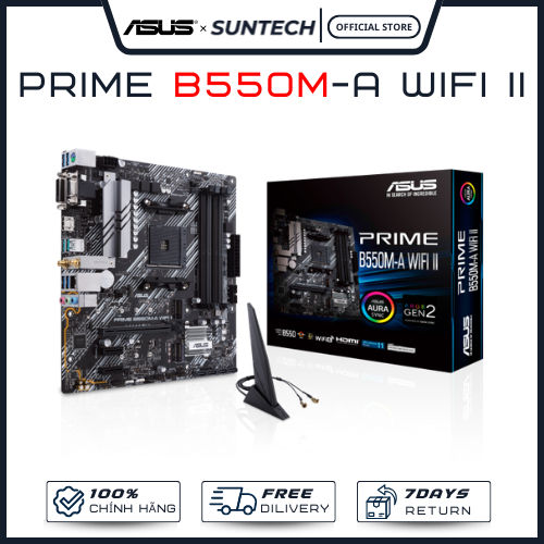 Bo Mạch Chủ Mainboard ASUS Prime B550M-A WIFI II | Socket AM4, Hỗ Trợ CPU AMD Ryzen, Wi-Fi 6 - Hàng 