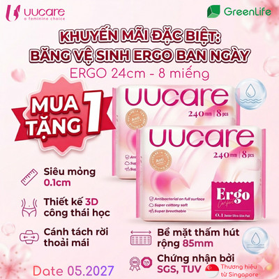 Băng vệ sinh UUcare Ergo ban ngày 24cm 8 Miếng/gói
