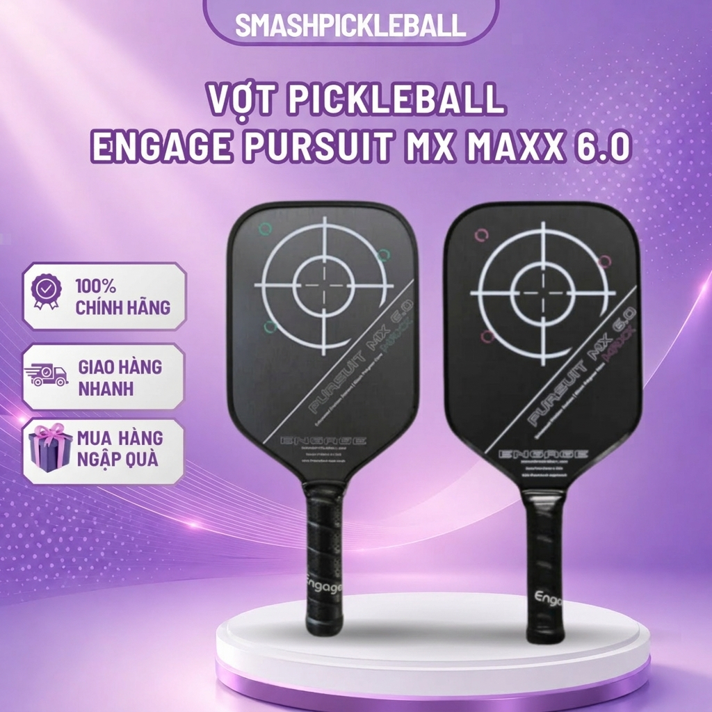 Vợt Pickleball Engage Pursuit MX Maxx 6.0 Chính Hãng – Vợt Carbon Cao Cấp, Tấn Công Mạnh & Tạo Xoáy 