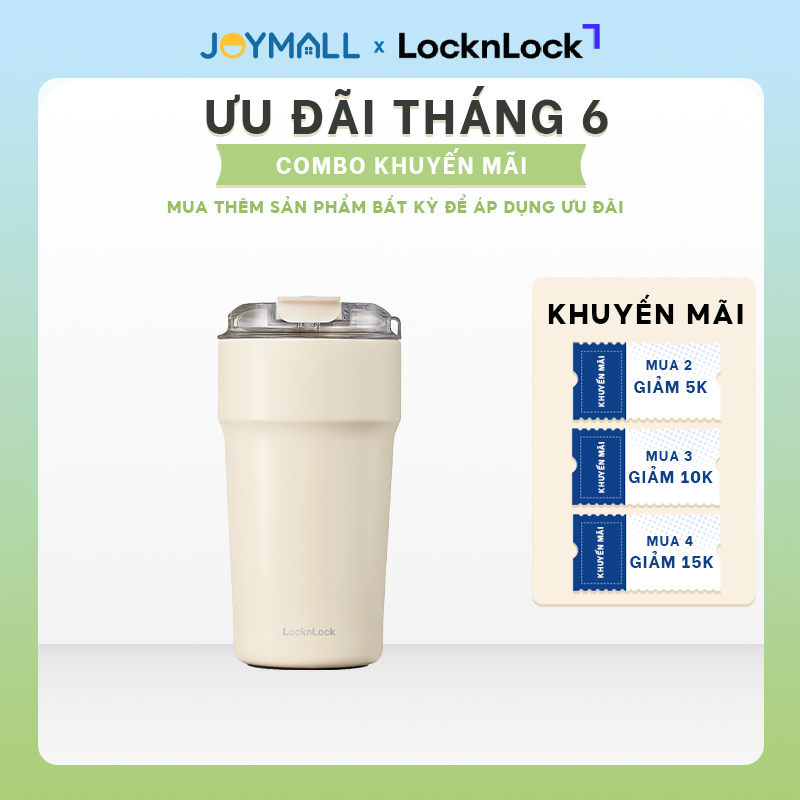 Ly giữ nhiệt LocknLock màu Ngà 500ml LHC4357IVY, Hàng chính hãng, thép không gỉ phủ sứ - JoyMall