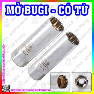 Khẩu tháo bugi tuýp mở bugi có từ tính cho xe máy ô tô 14mm và 16mm
