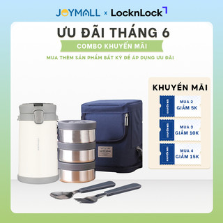 Bộ hộp cơm giữ nhiệt LocknLock 2L LHC8039 có túi, Hàng chính hãng, kèm muỗng nĩa gấp gọn - JoyMall