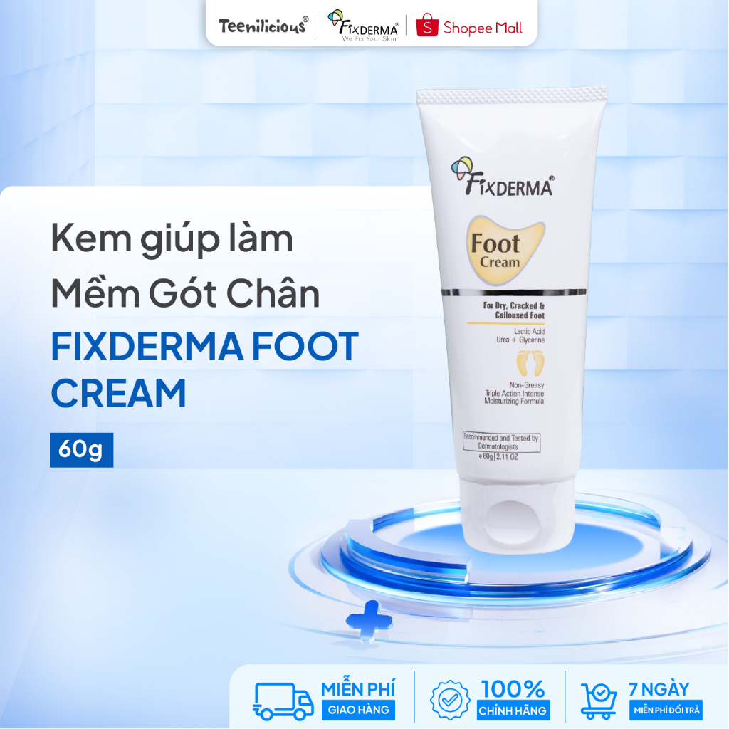 [Fixderma] Kem Mềm Gót Chân, Giảm Nứt Nẻ Gót Chân, Thấm Thấu Nhanh Fixderma Foot Cream 60g