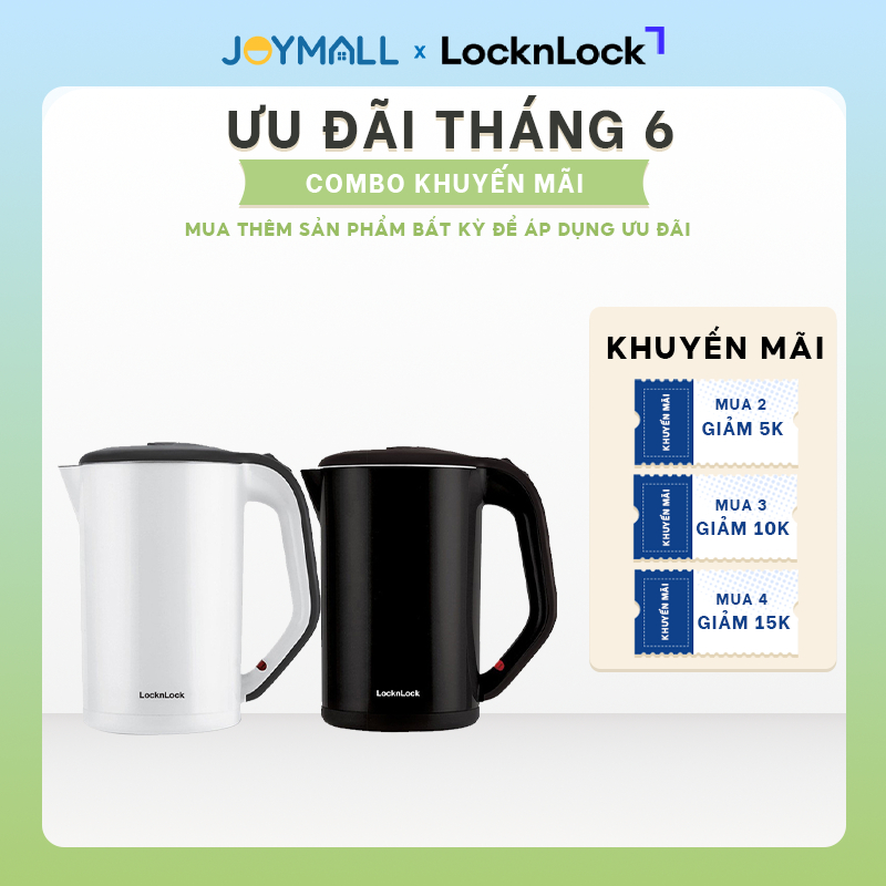 Ấm đun siêu tốc LocknLock EJK738 1.7L - Hàng chính hãng, tự động ngắt khi sôi - JoyMall
