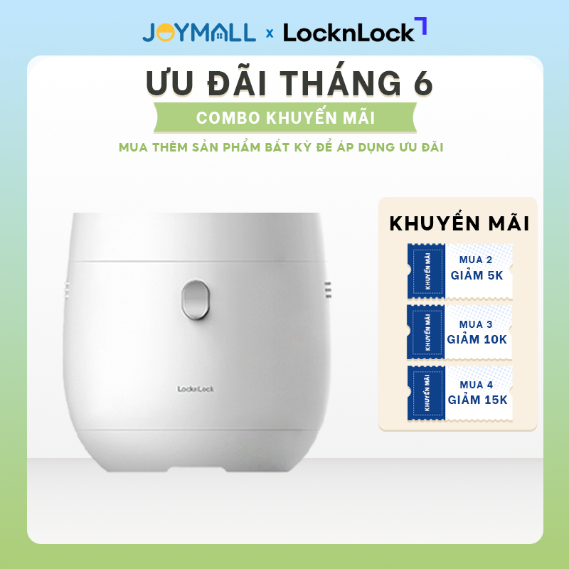 Nồi cơm điện tử LocknLock Pearl rice cooker 1L EJR376WHT, Hàng chính hãng, hẹn giờ, giữ ấm - JoyMall
