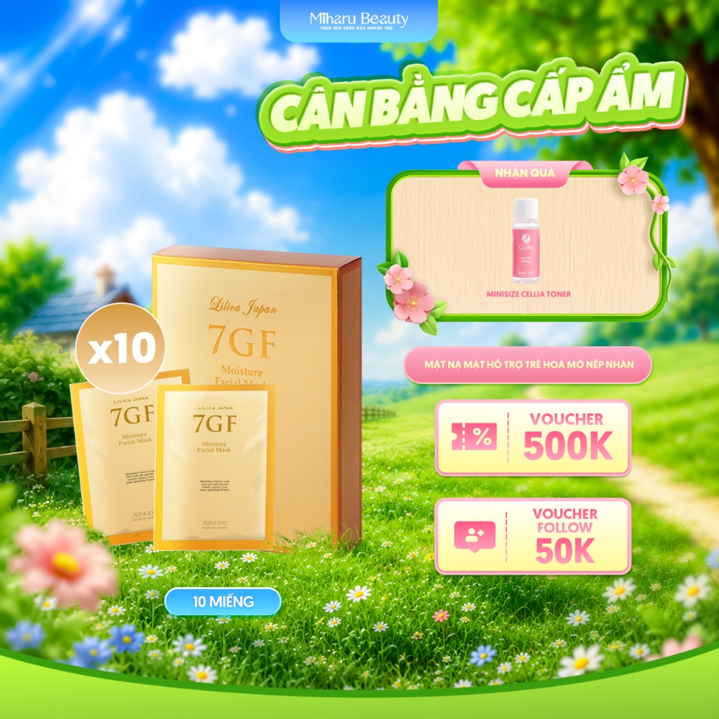 Mặt nạ mặt hỗ trợ trẻ hoá mờ nếp nhăn tinh chất Peptide , Collagen - 7GF Facial Mask 25ml x 10 miếng