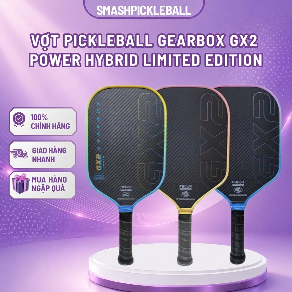 [CHÍNH HÃNG] Vợt Pickleball Gearbox GX2 Power Hybrid Limited Edition – Carbon Cao Cấp, Kiểm Soát Tốt