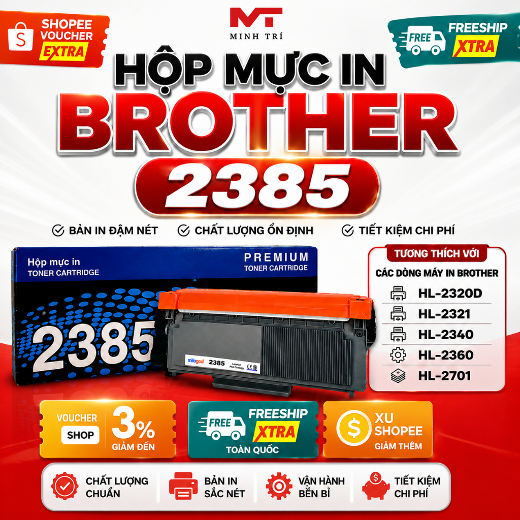 Hộp mực Brother TN2385 dùng cho HL2320D, HL2321D, HL2340DW | Mực In Minh Trí