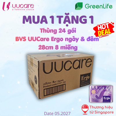 (quà tặng ko bán) Thùng 24 gói BVS UUCare 28cm 8 miếng