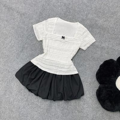 Set Áo Váy Bigsize Nữ Áo Thun Vải Ren Mỏng Mềm Mại Phối Chân Váy Bí Cho Nữ Chubby SET939