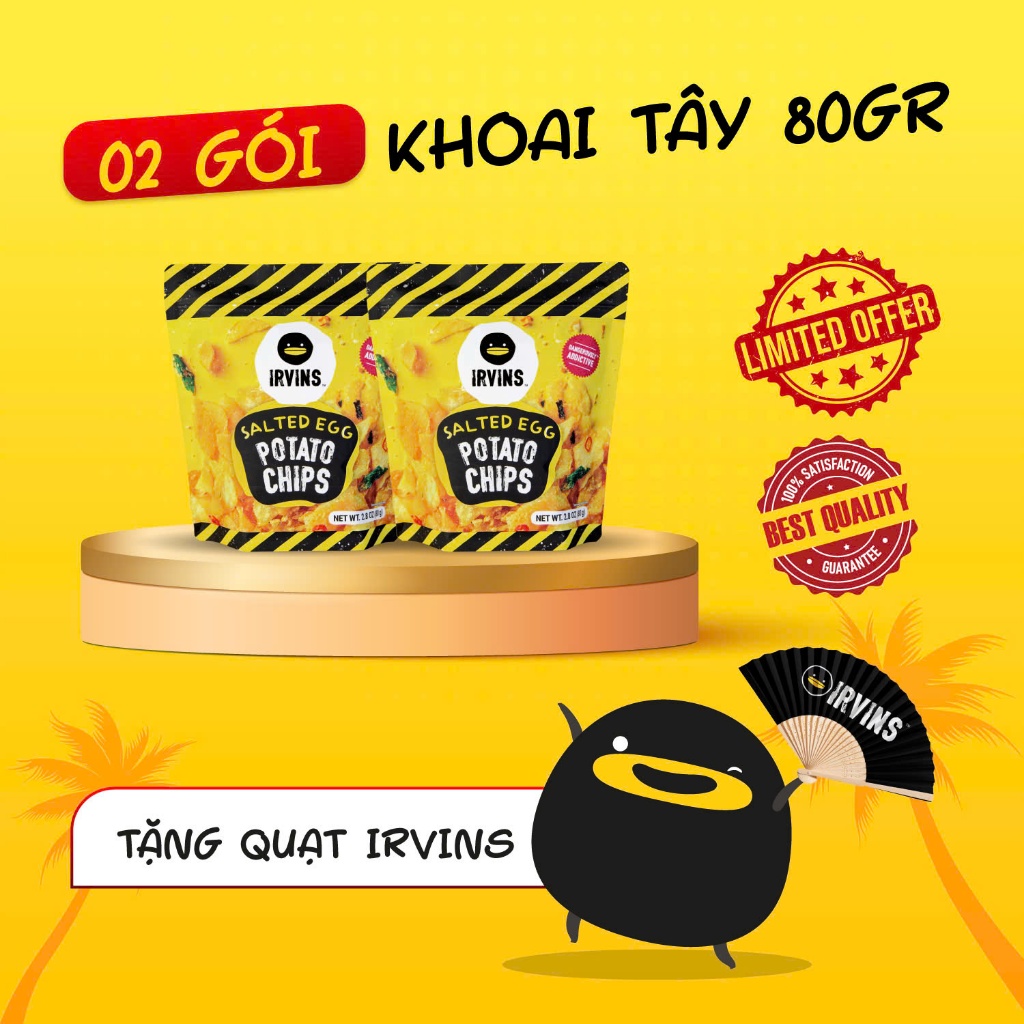 Khoai tây trứng muối Salted Egg Potato Chips 80g IRVINS