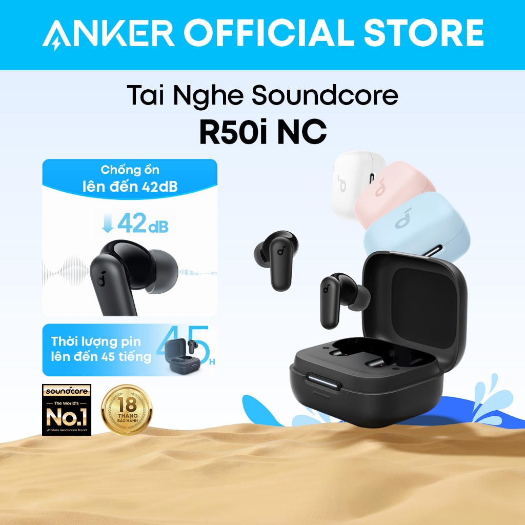 soundcore by Anker r50i nc Tai nghe không dây ANC Chống ồn mạnh mẽ và thông minh Âm trầm mạnh mẽ 45H