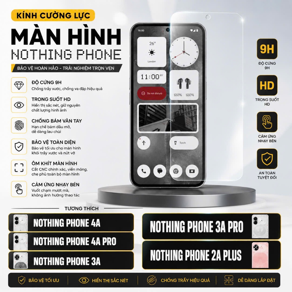 Kính Cường Lực Nothing Phone 4A/ 4A PRO/ Nothing Phone 3A/ 3A PRO/ Nothing Phone 2/ Phone 2a/ 2a Plu