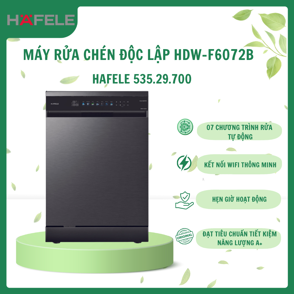 Máy Rửa Chén Độc Lập Hafele HDW-F6072B 535.29.700 16 Bộ Inverter Wifi Turbo Air Pro UV Diệt Khuẩn