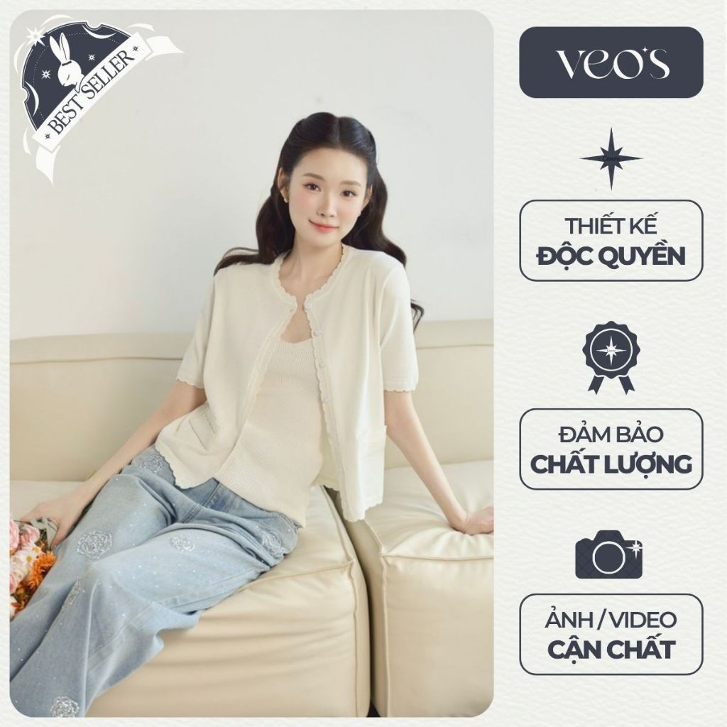 Set Áo Ba Lỗ Và Cardigan Viền Sóng Chất Liệu Len Dệt Mỏng Thiết Kế Nữ Veos Form Suông Thanh Lịch Nữ Tính - Nami Set | BigBuy360 - bigbuy360.vn