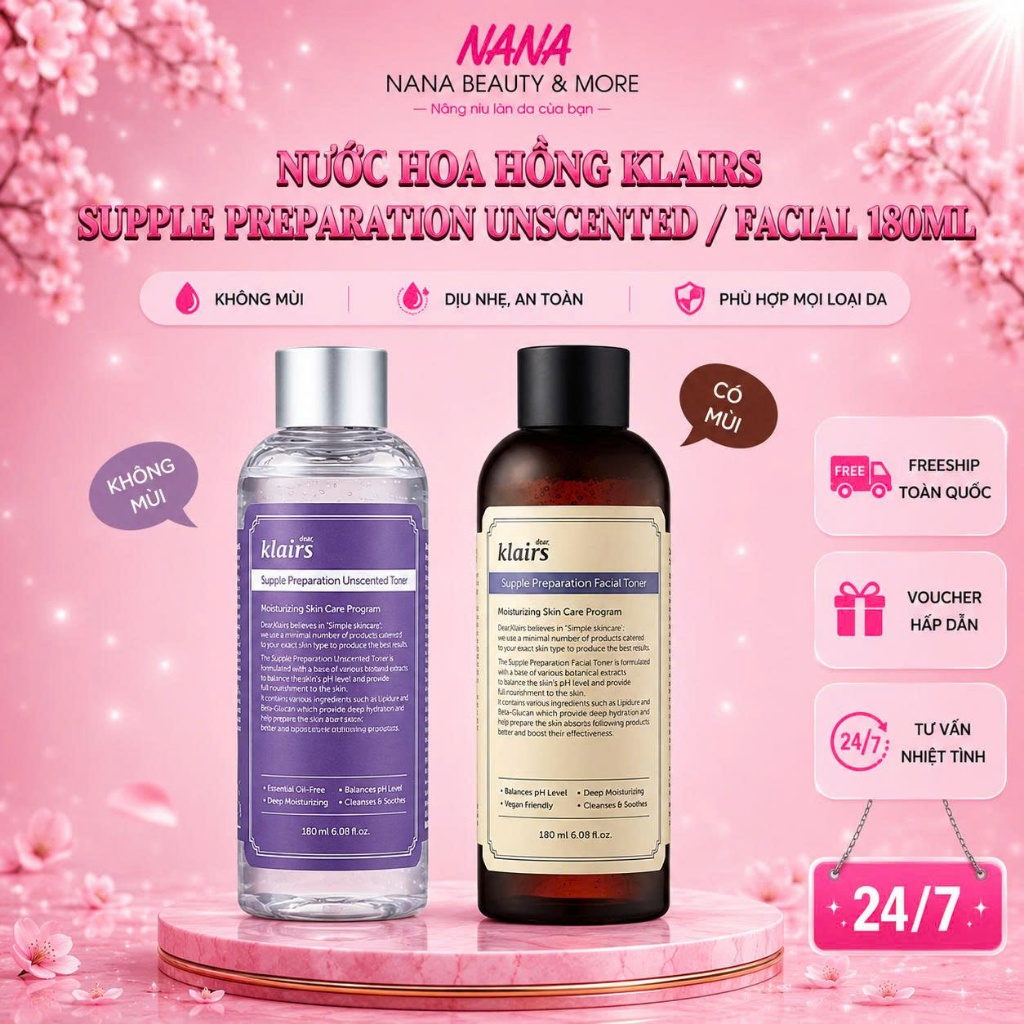 (Hàng CTY) Nước Hoa Hồng Dear Klairs Supple Preparation Toner 180ML - Nana Shop
