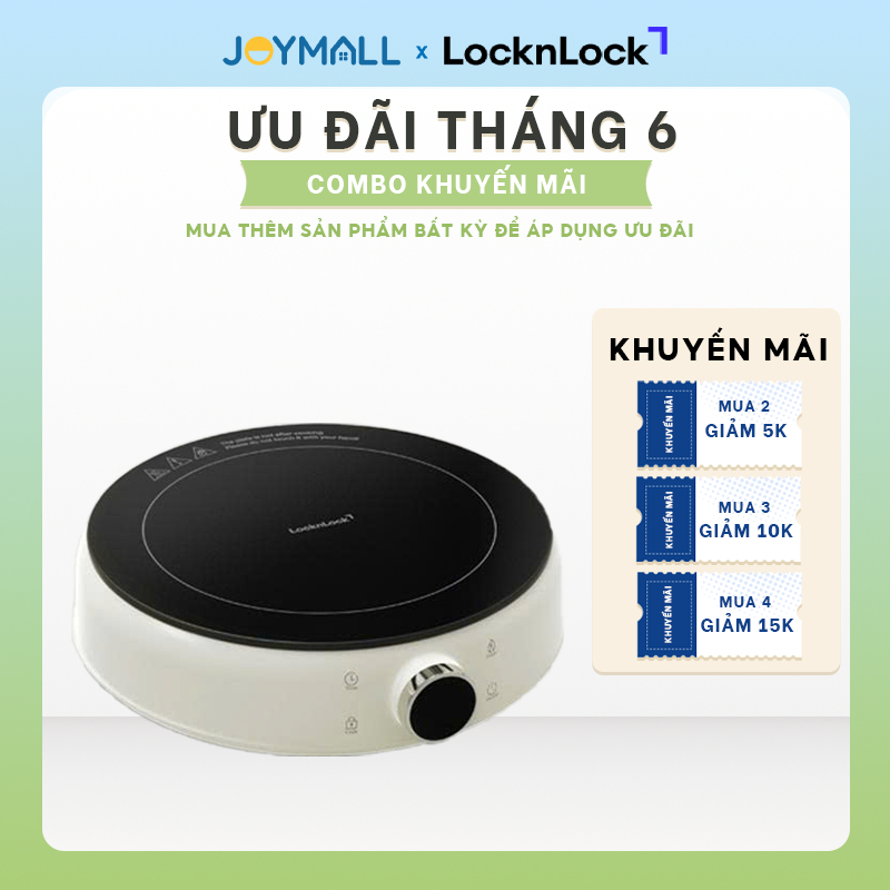 Bếp Điện Từ Mini LocknLock Mini Induction Cooker EJI126IVY 1500W, Hàng Chính Hãng - JoyMall