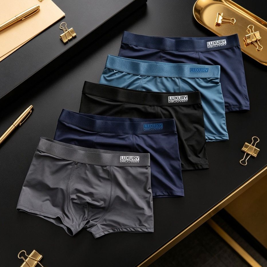 Sét 5 quần sịp nam boxer sịp đùi vải thun lạnh co dãn mềm mát thấm hút đồ lót kháng khuẩn LUXURY-Đùi