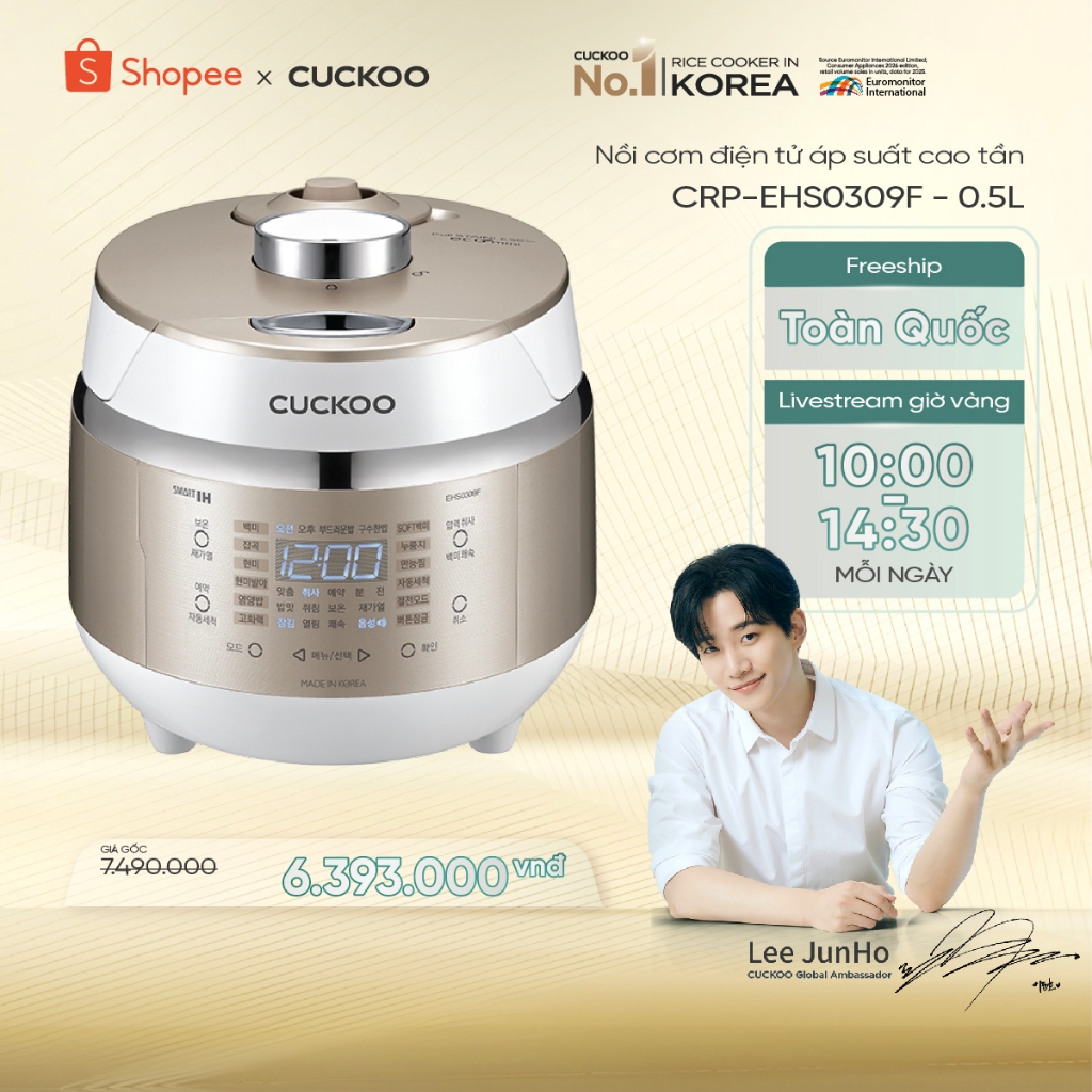 Nồi Cơm Điện Tử Áp Suất Cao Tần Mini 0.5L CRP-EHS0309F/WHGOVNCV- Bản Quốc Tế - Hàng chính hãng Cucko