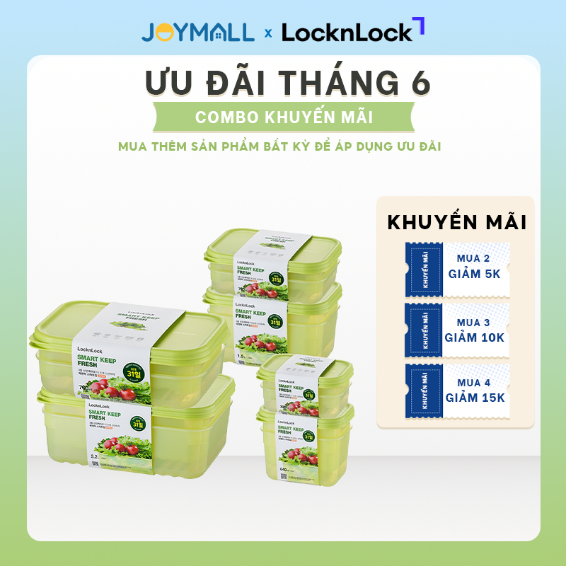 Bộ hộp nhựa đựng thực phẩm LocknLock Smart Keep Fresh Food Container HLE5600NT, Hàng chính hãng - Jo