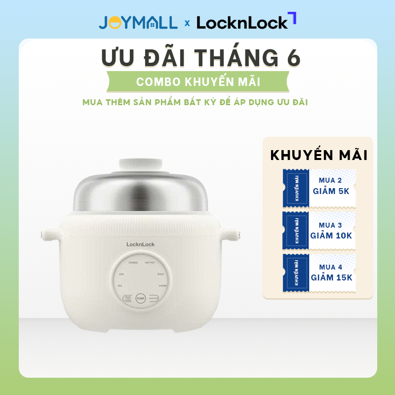 Nồi Điện Đa Năng LocknLock Digital Multipot EJP186IVY 1.6L 500W, Hàng Chính Hãng, Xửng Hấp - JoyMall