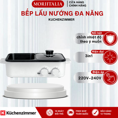 Bếp Lẩu Nướng 2 Trong 1 KuchenZimmer KUC012591-Chống Dính, 2 Ngăn Điều Chỉnh Nhiệt, Công Suất 1300W