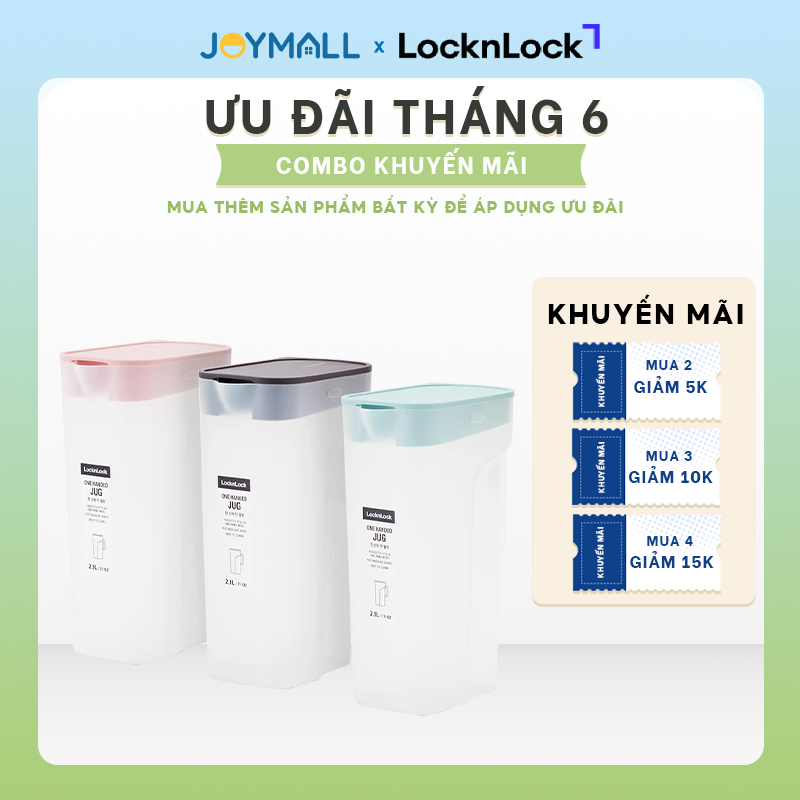Bình Nước Nhựa LocknLock Handle Bottle HAP818 2.1L, Hàng chính hãng, có nắp, tay cầm - JoyMall