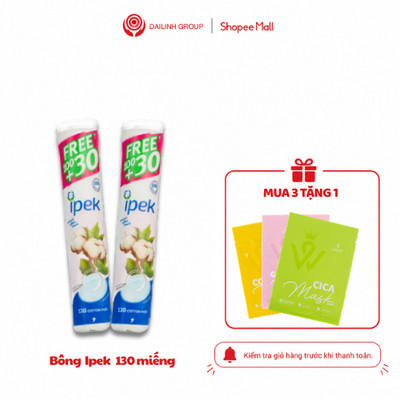Bông tẩy trang Ipek Thổ Nhĩ Kỳ 130 miếng 100% cotton tự nhiên (mẫu mới) Tặng mặt nạ đơn từ 150k