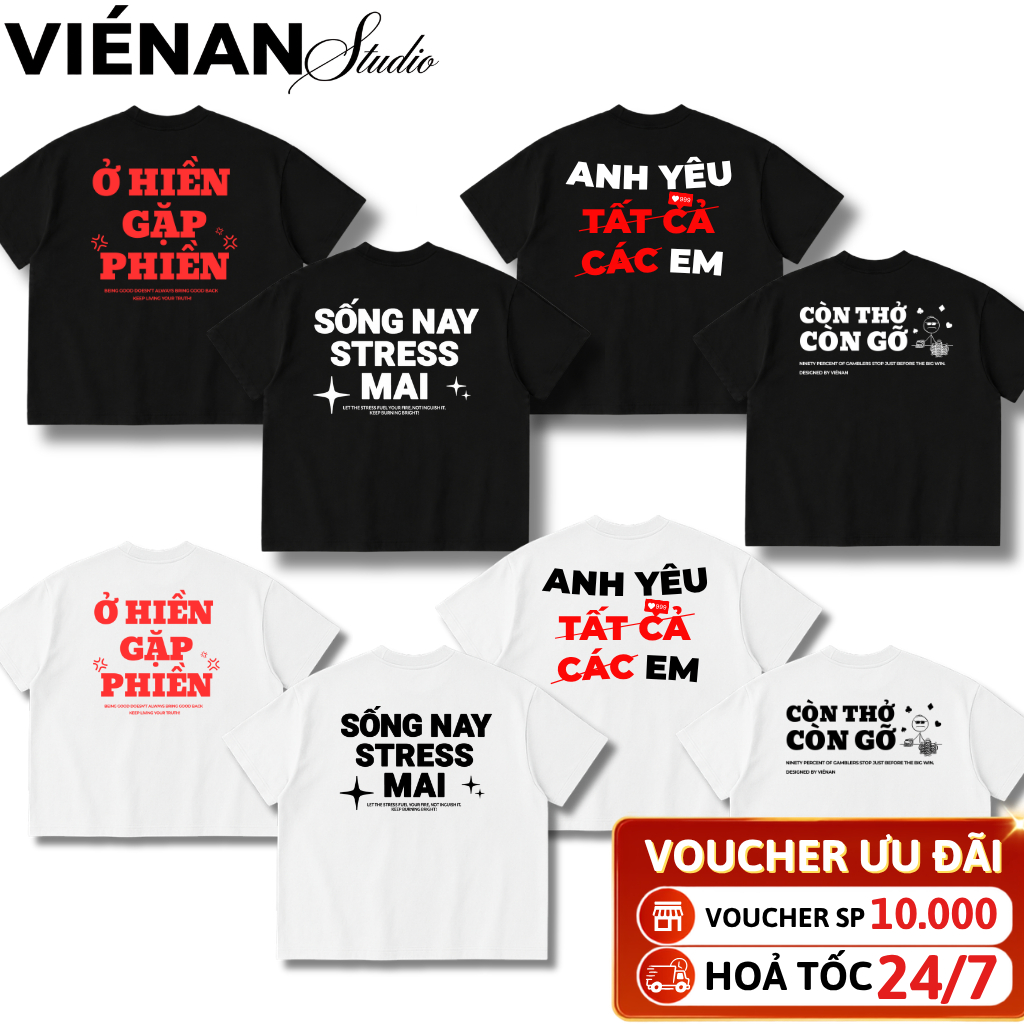 Áo Thun Boxy VIÉNAN Series Áo Vui Nhộn Chất Vải Cotton 280GSM Đứng Form