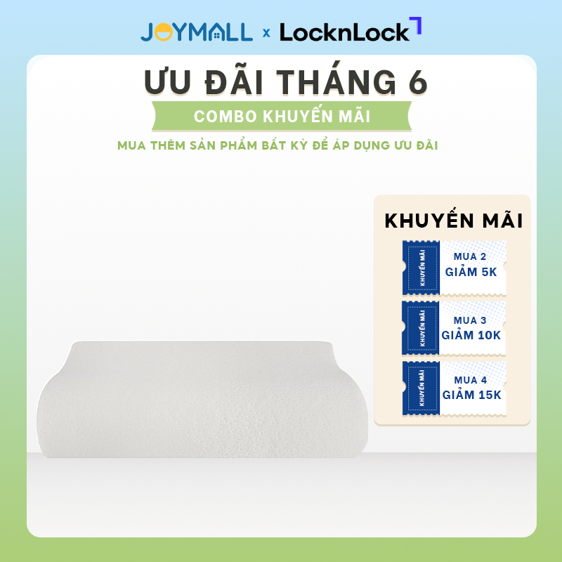 Gối Memory Foam 50D LocknLock HLW111, HLW112, Hàng chính hãng, vỏ bọc thoáng khí - JoyMall