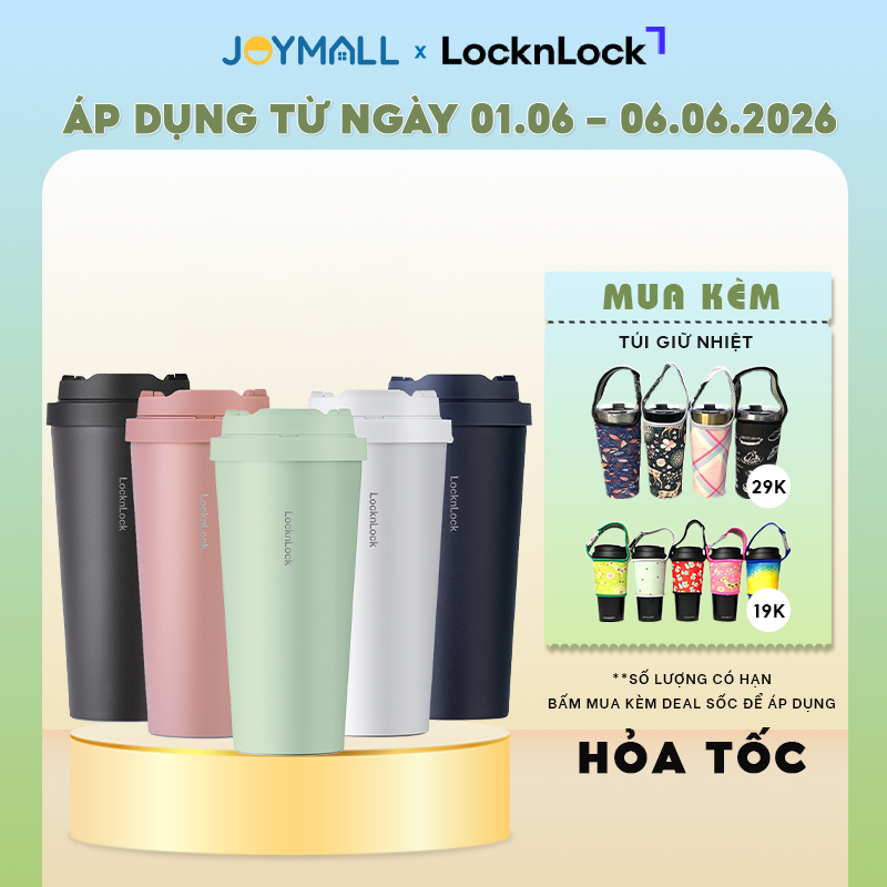 Ly giữ nhiệt LocknLock 550ml LHC3249 - Hàng chính hãng, mở nắp một chạm- JoyMall