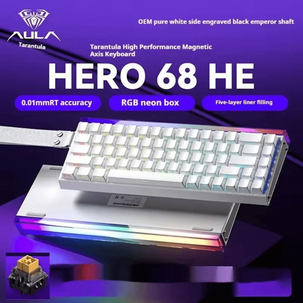 bàn phím cơ gaming HERO68 HE Aula Rapid trigger polling rate 8K mới 100% new seal