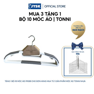 [MUA 3 TẶNG 1] Bộ 10 móc áo | JYSK Tonni | nhựa màu xám trắng | 41.5x23x0.6 cm