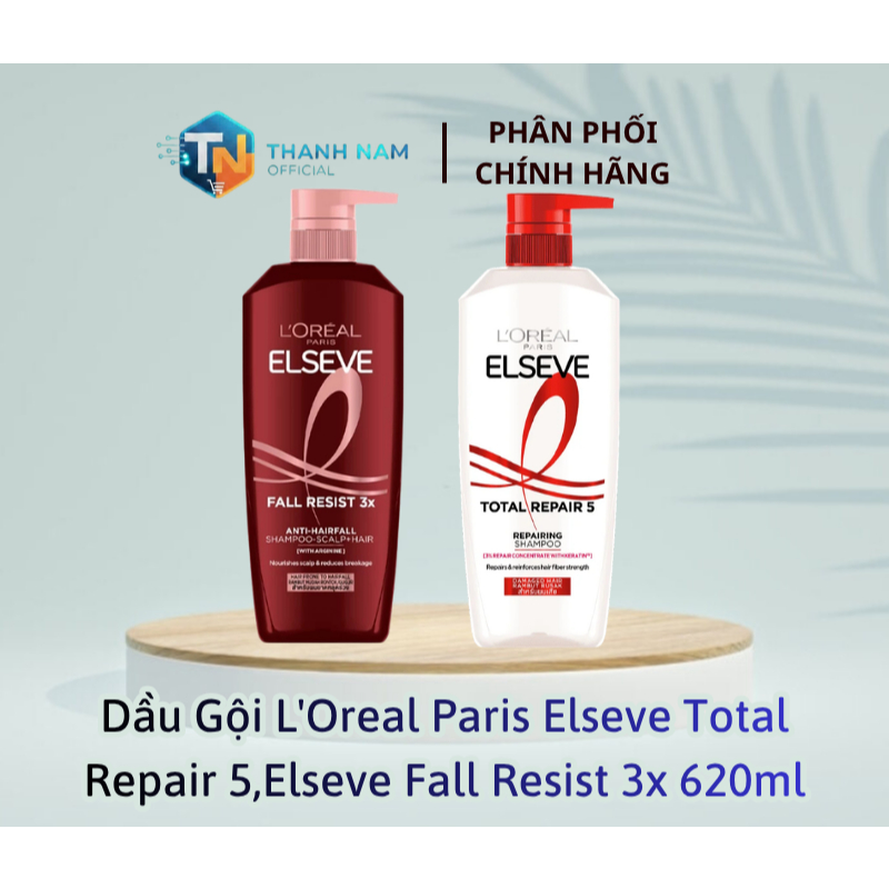 Dầu Gội Phục Hồi Tóc Hư Tổn L'Oreal Paris Elseve Total Repair 5,Elseve Fall Resist 3x 620ml