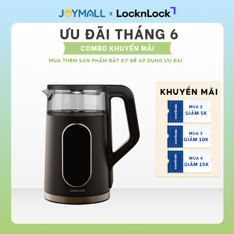 Ấm Đun Siêu Tốc LocknLock EJK286BLK 1.7L, Hàng Chính Hãng, 5 Chế Độ Nhiệt, Giữ Ấm 2 Giờ - JoyMall