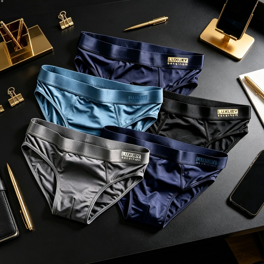 Sét 5 quần sịp nam tam giác LUXURY-TG quần lót nam chéo vải thun lạnh co dãn mềm mát kháng khuẩn - K