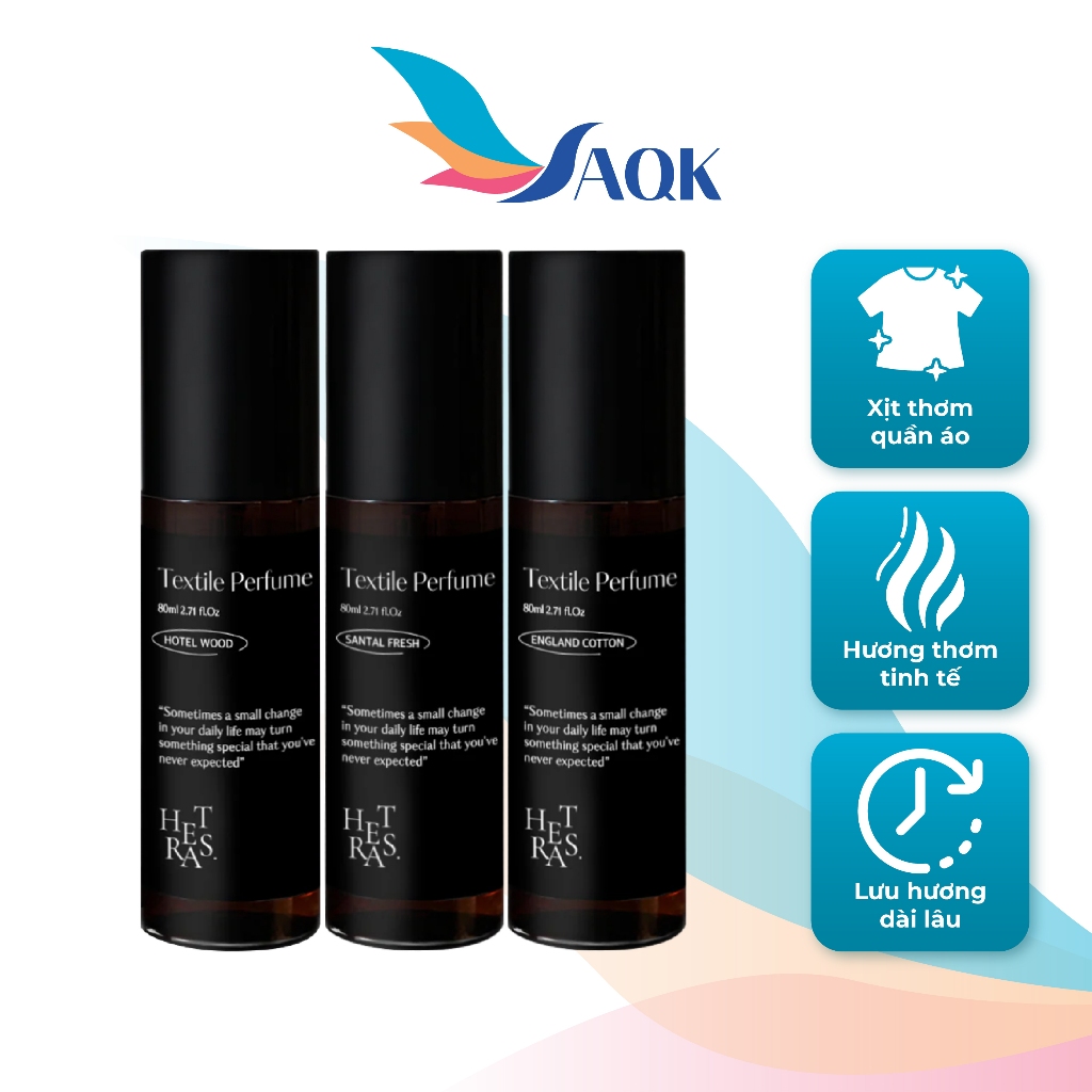 Xịt thơm vải quần áo Hetras Textile Perfume (80ml)
