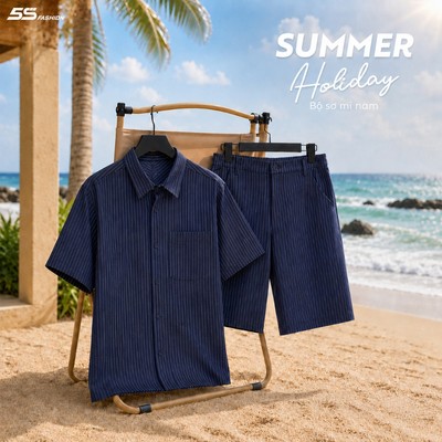 Bộ Sơ Mi Nam 5S FASHION Chất Cotton Thoáng Mát, Thiết Kế Kể Sọc Thời Thượng MBSM26042