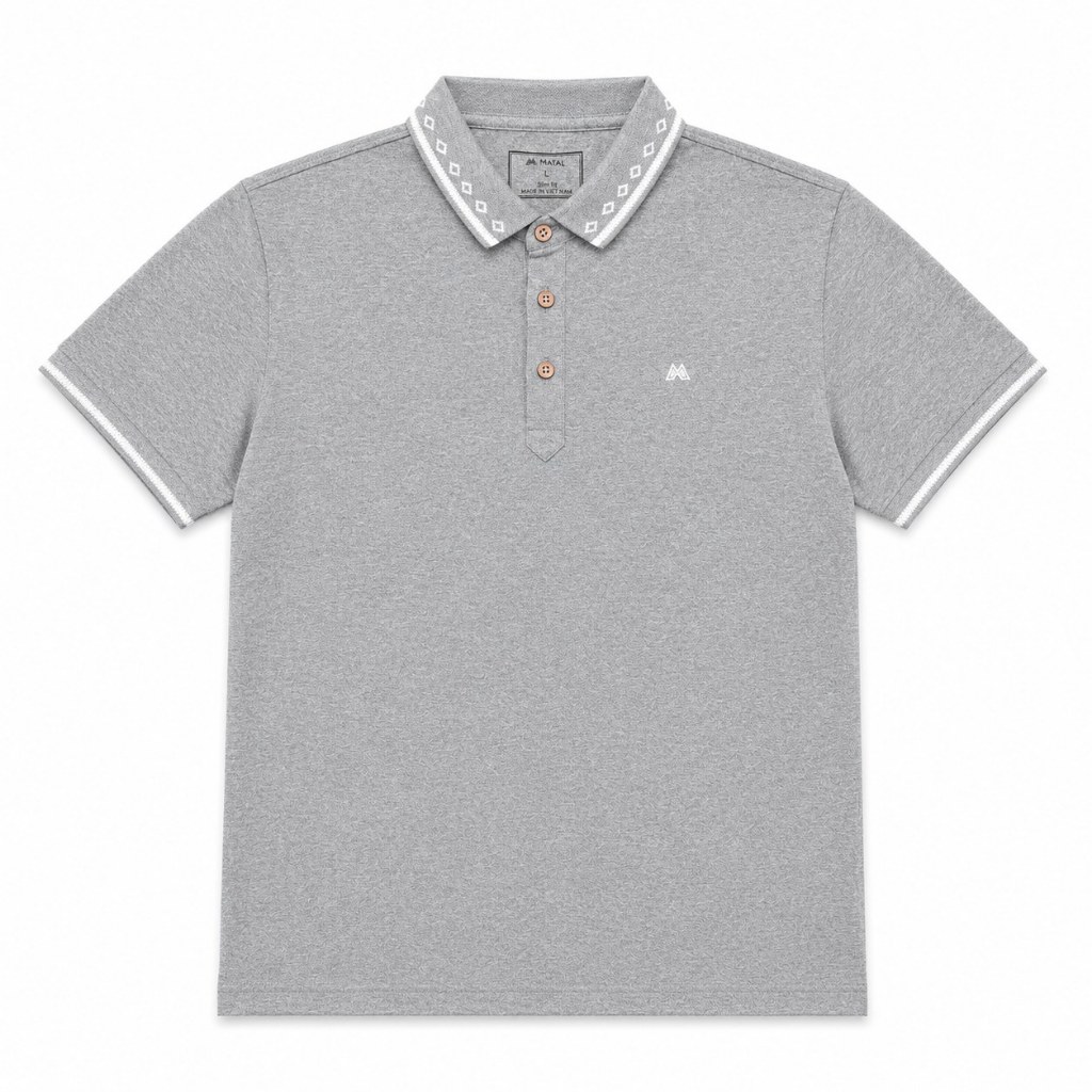 MATAL - Áo polo Regular Fit MAPL52 màu xám ghi chất liệu poly spandex