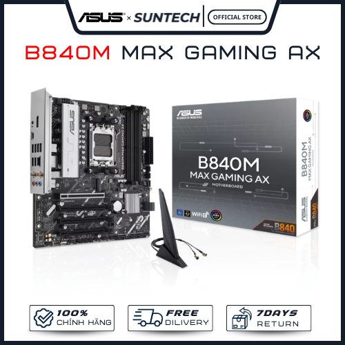 Bo Mạch Chủ Mainboard ASUS B840M-MAX GAMING AX | Socket LGA1851, DDR5, Wi-Fi 6E / Wi-Fi 7 - Hàng Chí