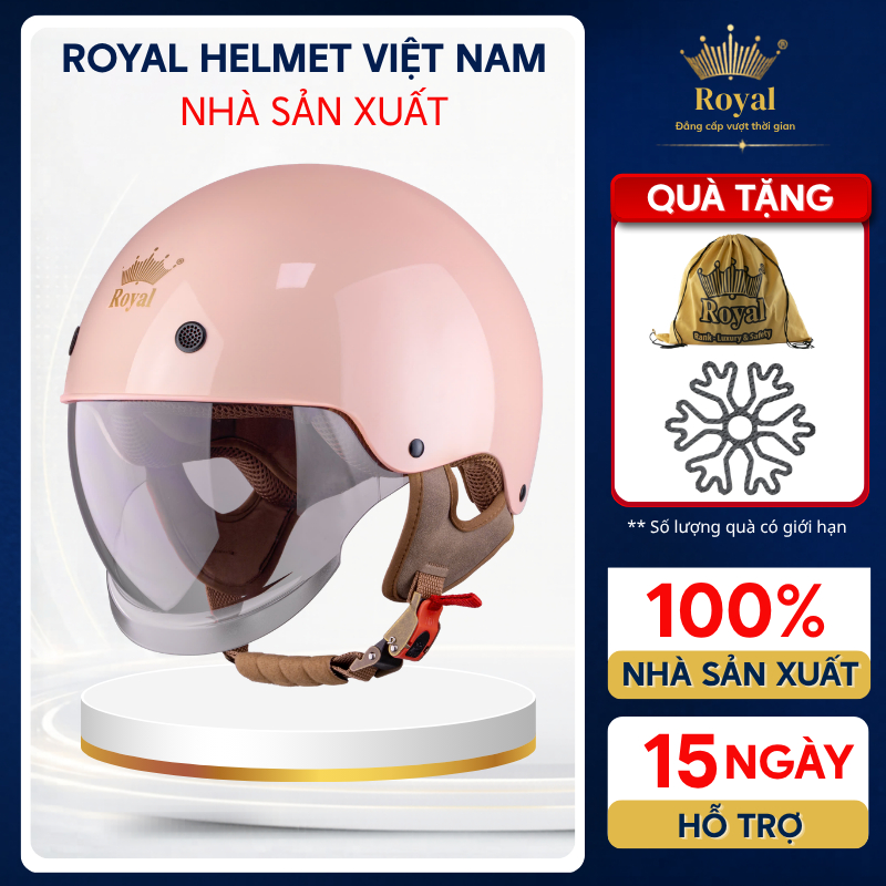Mũ Bảo Hiểm Royal Chính Hãng Nửa Đầu M239 Kính Âm Chống Tia UV Hợp Nam Nữ Royal Helmet VietNam