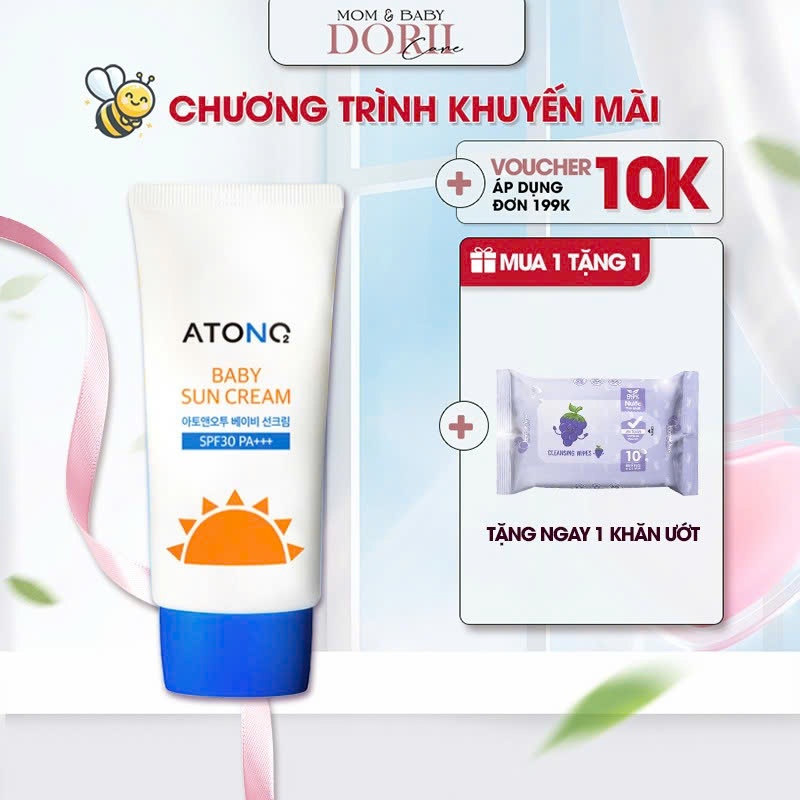 ( Date 6/2026)Kem Chống Nắng Cho Bé ATONO2 Oxygen Daily Sun Cream SPF30 PA+++ 50ml Thuần Chay Da Nhạ