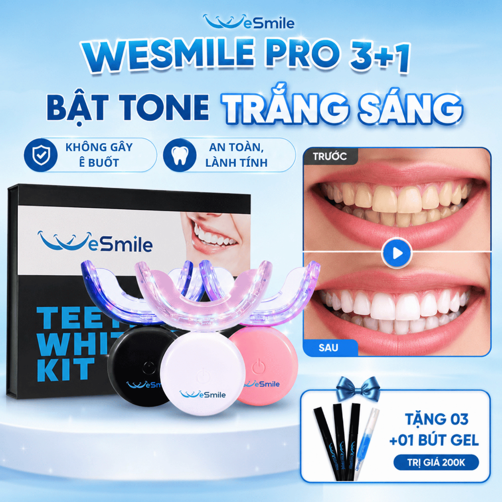 Kit Trắng Răng WeSmile, Thành Phân Tự Nhiên, Hỗ Trợ Trắng Răng An Toàn, Không Ê Buốt - Bảo Hành 12 T