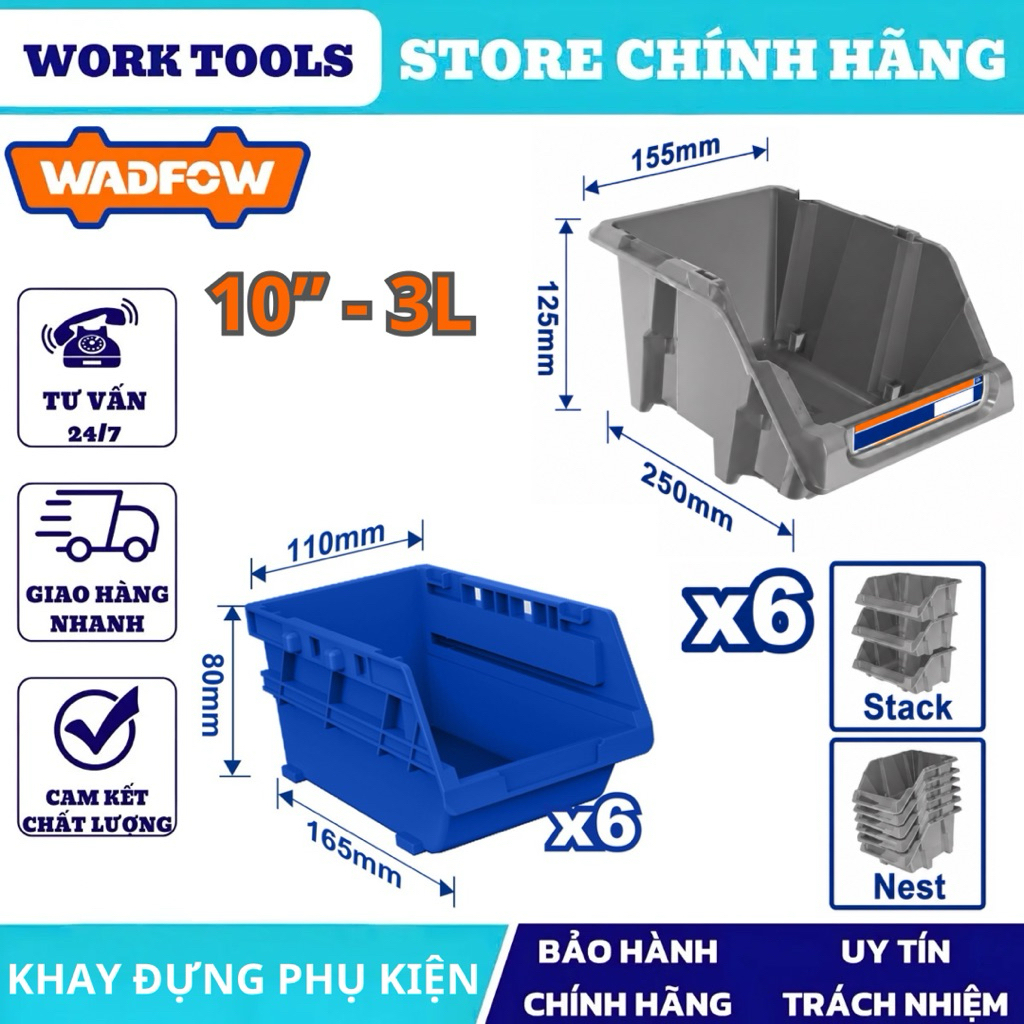 Bộ 6 khay đựng phụ kiện WADFOW WTB8336, WTB0603 DNWF