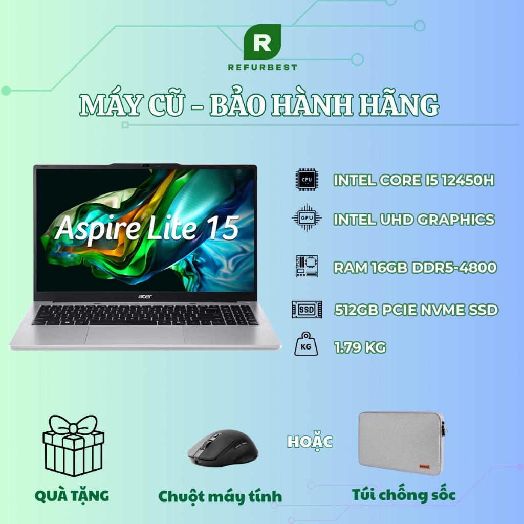 [Máy cũ] - [Trả bảo hành] Acer Aspire Lite 15 AL15 71P 517D (i5 12450H/16GB/512GB (NX.J7KSV.001) (Bạ