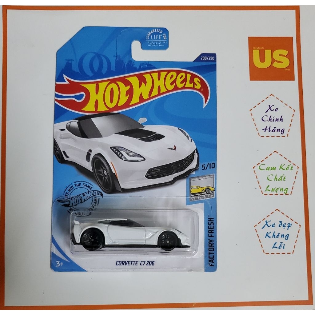 Xe Mô Hình Hot Wheels Corvette C7 Z06 – Chính Hãng US (Card Mỹ)