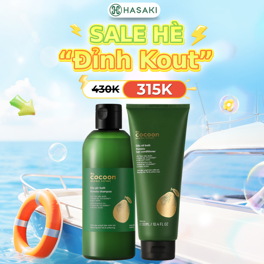 [DAILY] Bộ Gội Xả Bưởi Cocoon Giảm Gãy Rụng Tóc (310ml/chai) - Hasaki - Hàng Chính Hãng