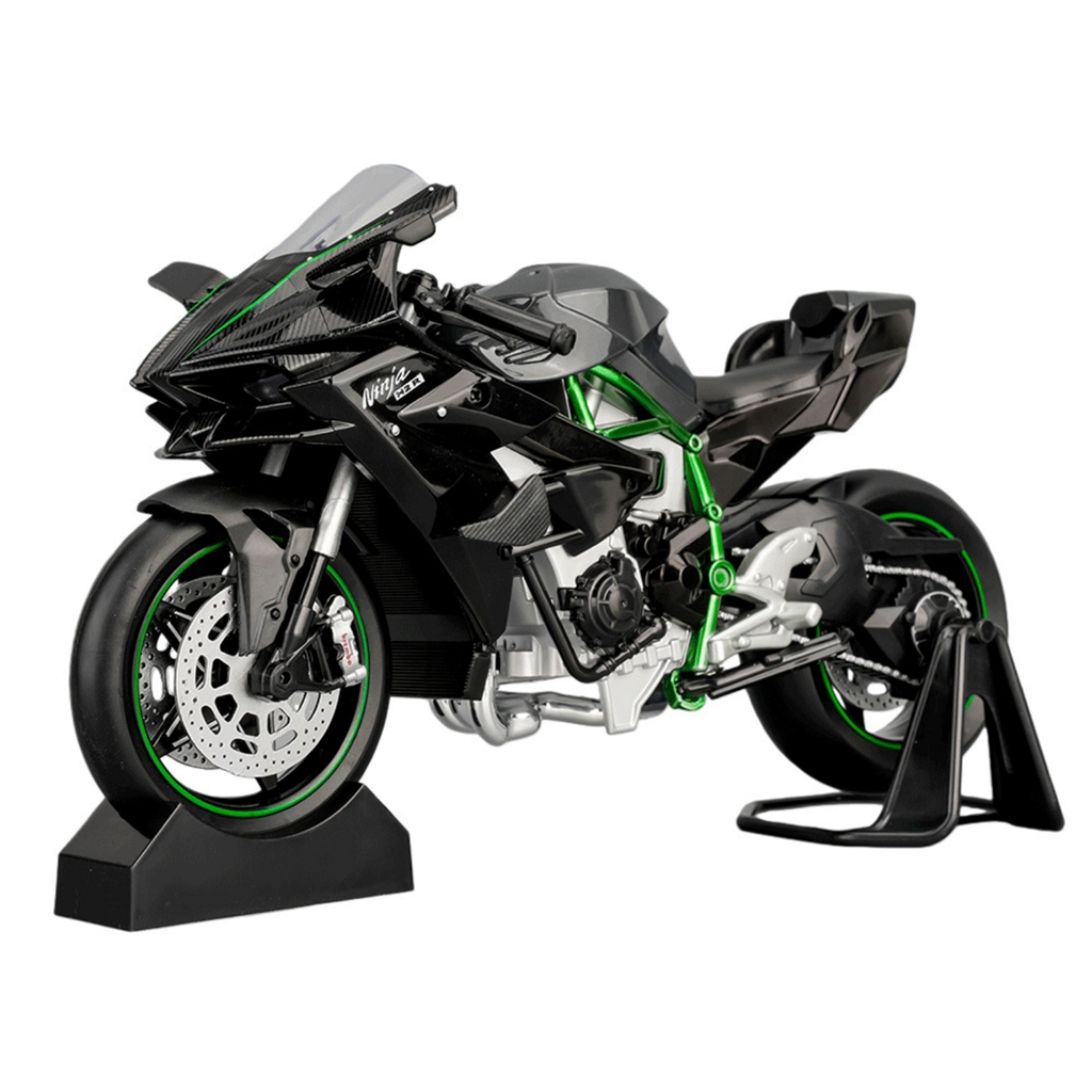 [XẢ KHÓI] Xe mô hình mô tô Kawasaki Ninja H2r TẶNG KÈM BIỂN SỐ vặn tay ga chạy bánh sau kèm ben nâng
